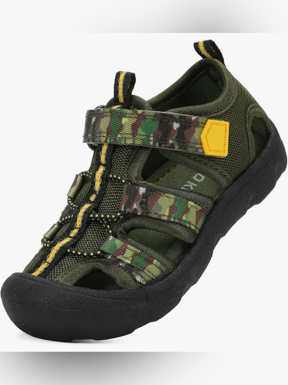 Kids Green Camo Outdoor Sandals - Breathable Closed-Toe size 6